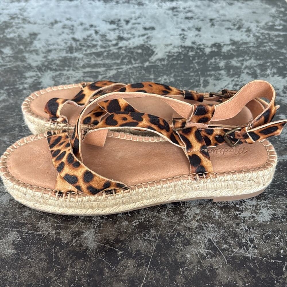 Madewell Leopard Leather Calf Hair Malia Espadrille Sandals Size 9 - Picture 3 of 5